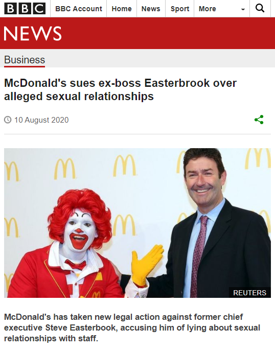 麦当劳突然出手，起诉前CEO！要追讨2.8亿遣散费：他与三名员工有“不正当关系”